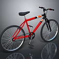 Red Bicycle With Black Seat Handlebar White Wheel Spokes And Orange White Frame Stripes