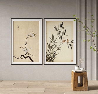 New Chinese Plant Painting Decorative Painting 3d model