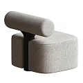 Modern Light Gray Fabric Single Sofa With Cylindrical Backrest And Black Connector 3d model