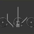 Three Industrial Metal Propeller Devices With Bladed Impellers And Support Structures