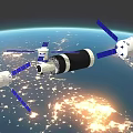 Modern Satellites And Spacecraft With Blue Solar Panels In Earth Orbit