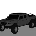 Gray Modern 6x6 Pickup Truck with Off Road Design Large Wheels and Sporty Exterior