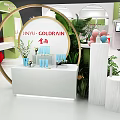 Fresh Greenery Decorated Modern Exhibition Booth Design For Cosmetic Brand Product Trade Show