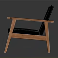 Modern Wooden Armchair with Black Padded Seat Backrest and Sturdy Legs Design