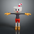 Cute Cup Shaped Cartoon Character With Red White Striped Hat Red Nose And Outstretched Arms