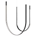 Modern Curved Metal Pendant Lights With Sleek Black And Gold Geometric Design