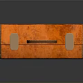 Vintage Orange Suitcase With Colorful Travel Stickers And Leather Handle