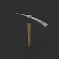 Classic Traditional Pickaxe Weapon With Sharp Metal Head And Wooden Handle