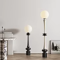 Two Modern Spherical Floor Lamps With Black White Bases For Living Room Decor