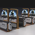 Halo Infinite Themed Entertainment Gaming Devices Featuring Modern Black Orange Design And Multiple Screens