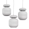 Modern Ribbed Glass Pendant Lights With Rounded Top Design Set Of Three