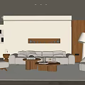 Modern Living Room Interior Design With Beige Sofa Wooden Coffee Table And Floor Lamp