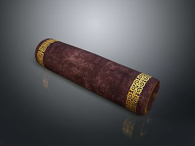 Brown Cylindrical Decorative Item With Golden Intricate Patterns On Ends 3d model