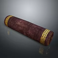 Brown Cylindrical Decorative Item With Golden Intricate Patterns On Ends 3d model