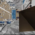 Luxury Modern Public Toilet With Double Wash Basins And Gradient Ambient Lighting Interior Design