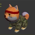 Cute Shiba Inu Plush Toy Wearing Camouflage Outfit And Red Headband