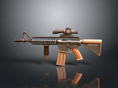 Modern Tactical Rifle With Scope Metal Barrel And Wooden Grip Design 3d model