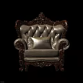 Elegant Classic Single Sofa With Ornate Carved Wooden Frame Beige Upholstery And Decorative Pillow