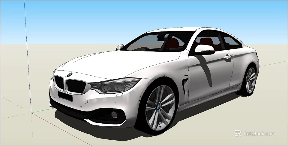 White BMW Two Door Coupe With Sleek Exterior And Red Interior Design 3d model 