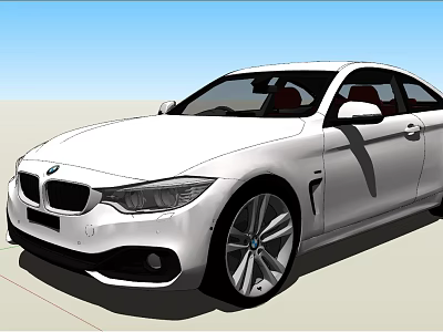 White BMW Two Door Coupe With Sleek Exterior And Red Interior Design 3d model