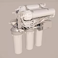 Stainless Steel Water Filtration System With Cylindrical Filters And Mechanical Parts