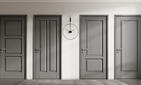 American swing door single door bedroom door entry door 3d model