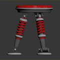 Red Round Seat Stool With Metal Spring Legs And Stable Silver Base 3d model
