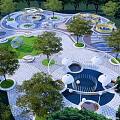 Modern Park Circular Comprehensive Activities Square Park 3d model
