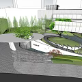 Modern Entrance Gate Design With White Building Green Plants And Stone Steps