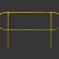 Yellow Metal Railing With Curved Design And Rusted Texture For Decorative Use