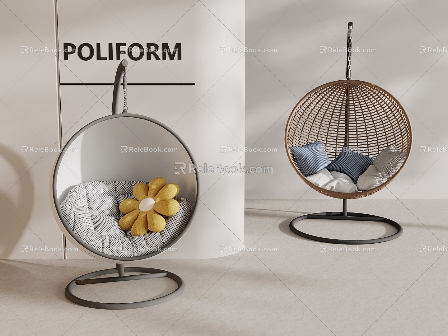 Modern Hanging Chair Rattan Hanging Chair 3d model