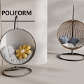 Modern Hanging Chair Rattan Hanging Chair 3d model