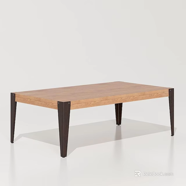 Modern Wooden Top Coffee Table With Black Sleek Legs And Minimalist Design 3d model 
