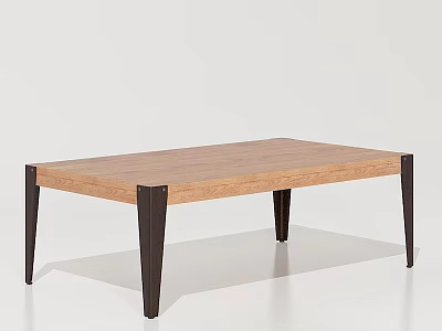 Modern Wooden Top Coffee Table With Black Sleek Legs And Minimalist Design 3d model