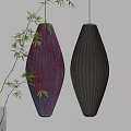 Colorful And Beige Woven Lanterns With Bamboo Plant In Modern Interior