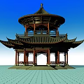 Traditional Chinese Pavilion With Multi Tiered Overhanging Eaves And Wooden Carved Structure Design