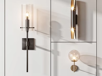 Modern Wall Sconces with Various Designs Glass Shades and Metal Brackets for Home Decor 3d model
