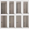 Various Modern Swing Doors With Wooden Texture And Different Handle Designs 3d model