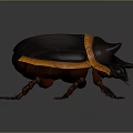 3D Rendered Beetle Model Featuring Dark Body Orange Band Horned Head And Brown Legs