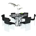 Elegant Round Marble Dining Table Set With Transparent Chairs And Decorative Vase 3d model