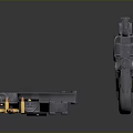 Tactical Gun with Metallic Finish Magazines and Bullets on Reflective Surface