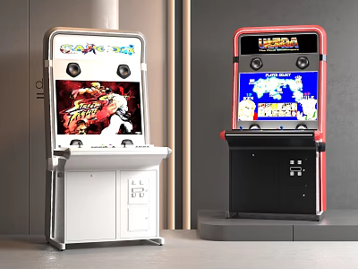 Retro Style Entertainment Appliances Arcade Game Machines With Stylish Design And Vibrant Screens 3d model
