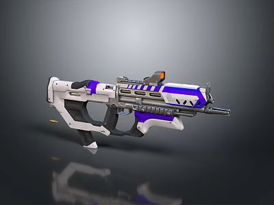 Futuristic Weapon Design With White Purple Orange And Modern Sci Fi Components 3d model