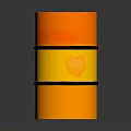 Orange Cylindrical Object With Yellow Stripe And Black Bands On Dark Background