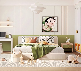 Modern minimalist children's room bedroom 3d model