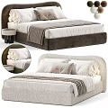 Modern Luxurious Soft Upholstered Double Bed With Cozy Bedding And Matching Side Nightstand Design