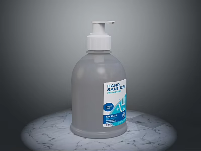 Hand Sanitizer Pump Bottle With 70 Percent Alcohol For Daily Hygiene On Marble Surface 3d model