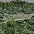 Detailed Mountain Terrain Aerial View With Lush Green Vegetation And Rolling Valleys