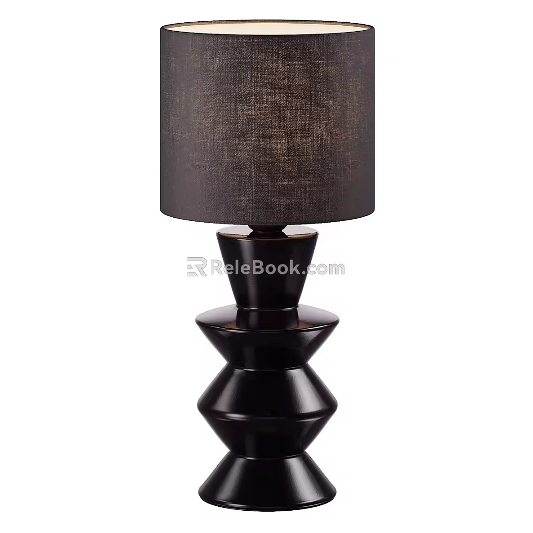 Modern black fabric lampshade table lamp 3d model