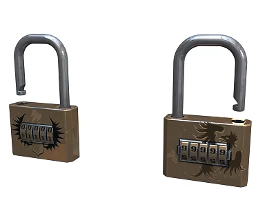 Code lock copper lock head padlock iron lock door lock 3d model